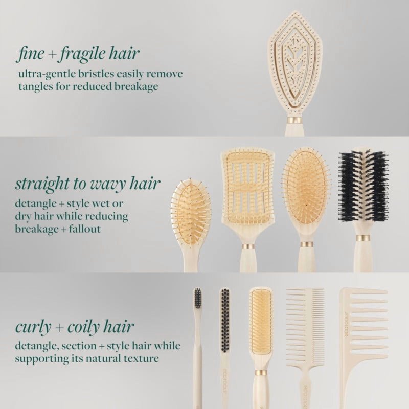 Fine Hair Detangler Brush - Eco-Friendly Bamboo Design