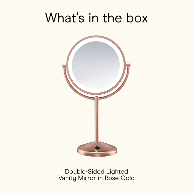 Double Sided LED Lighted Vanity Makeup Mirror - 1x/10x Magnification