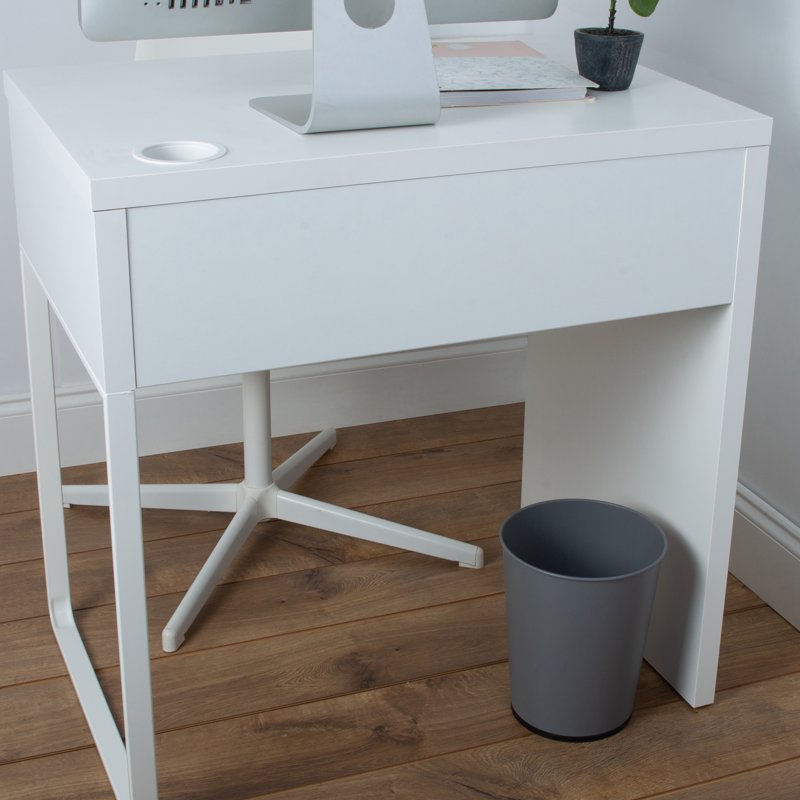 1.3-Gal Stainless Steel Bathroom Wastebasket - Grey