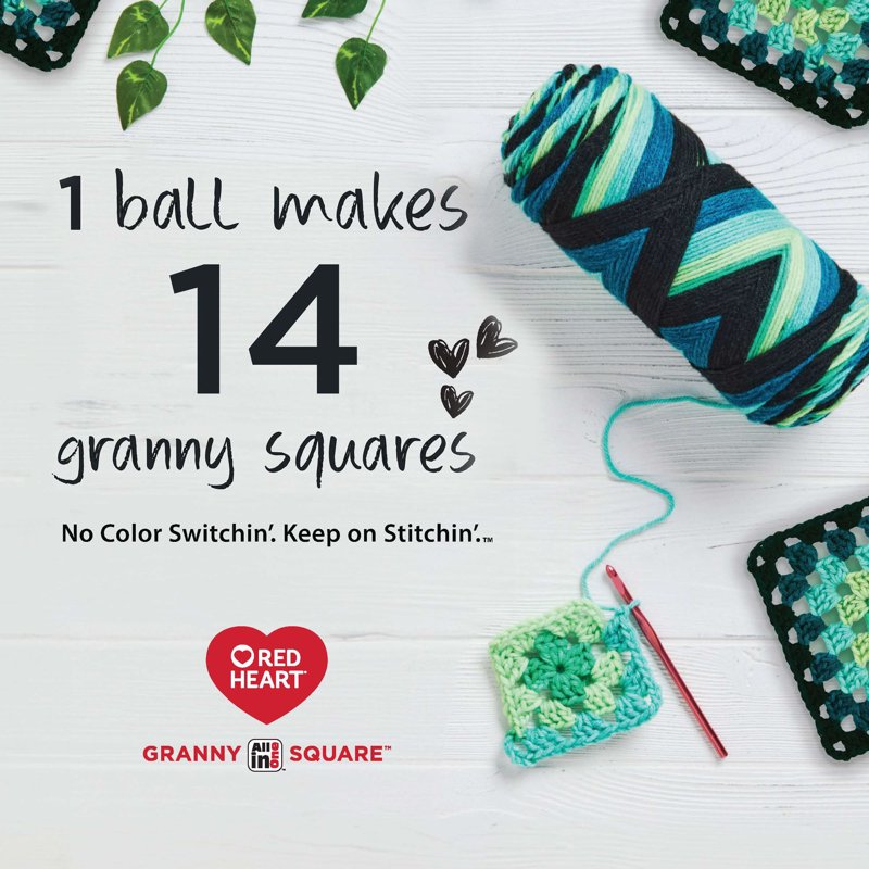 Red Heart Granny Square Aran Yarn - Warm Wheat 250g Ball for Crochet & Knitting