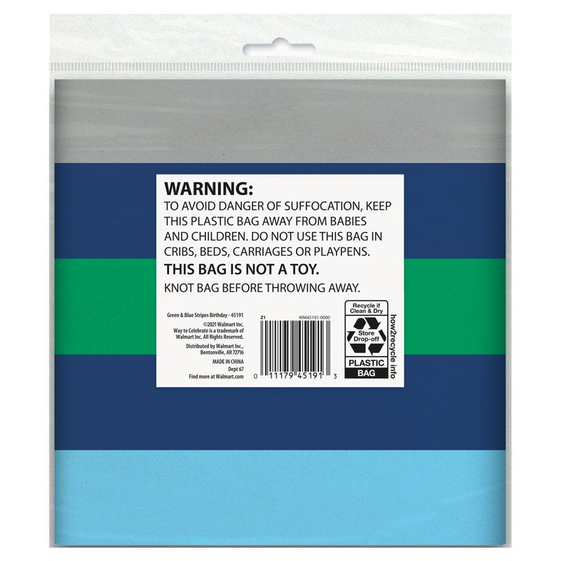 54 x 84 Inch Rectangular Green and Blue Stripe Table Cover - Single