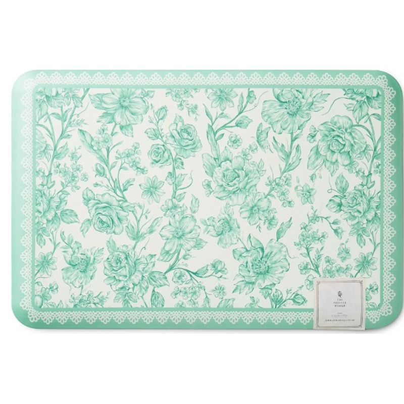 Comfort Kitchen Mat - Green Floral Design, 20" x 30"