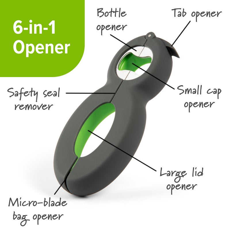 6-in-1 Multi Opener with Non-Slip Grip for Jars and Bottles