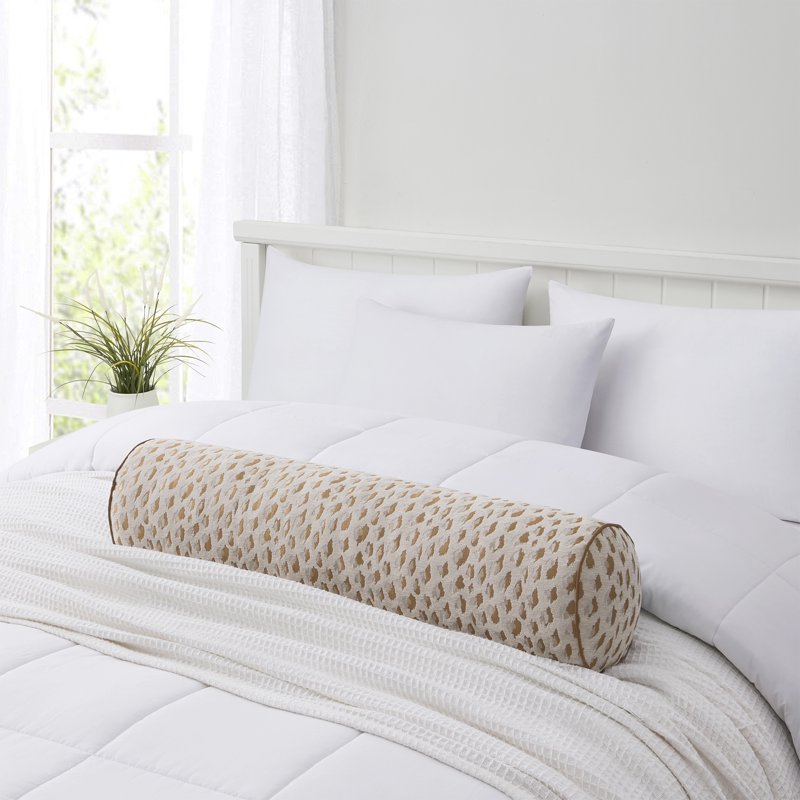 Home Decor Collection 8x36 Tan Woven Leopard Bolster Pillow - Decorative Accent