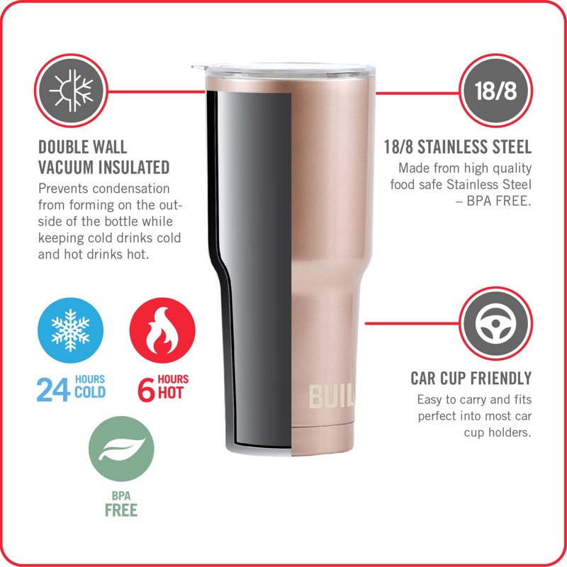 30 oz Double-Wall Stainless Steel Tumbler - Satin Rose Gold