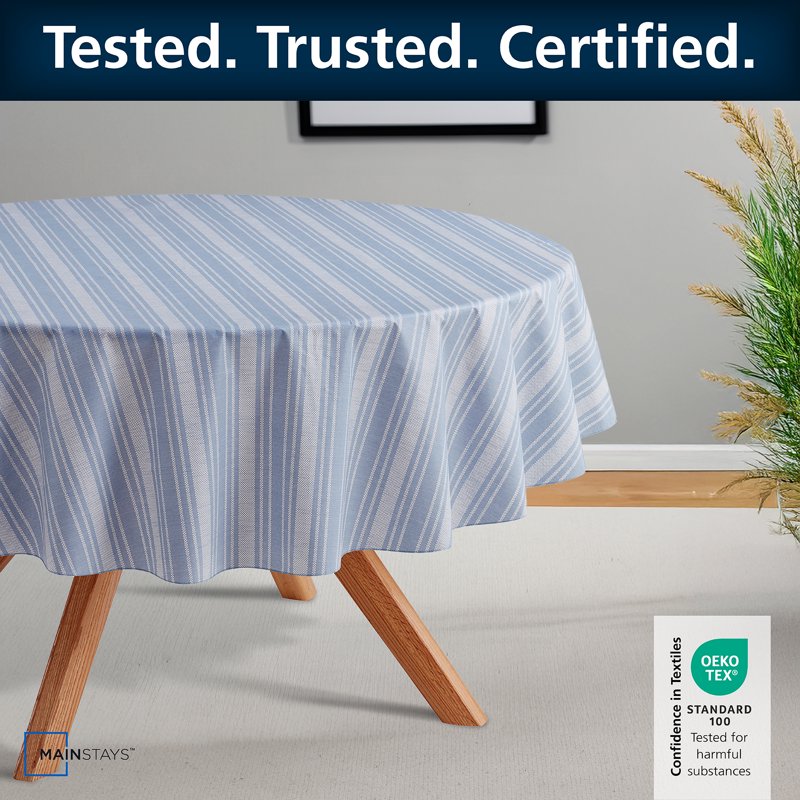 PEVA Indoor & Outdoor Tablecloth 70" Round - Saville Blue Stripe