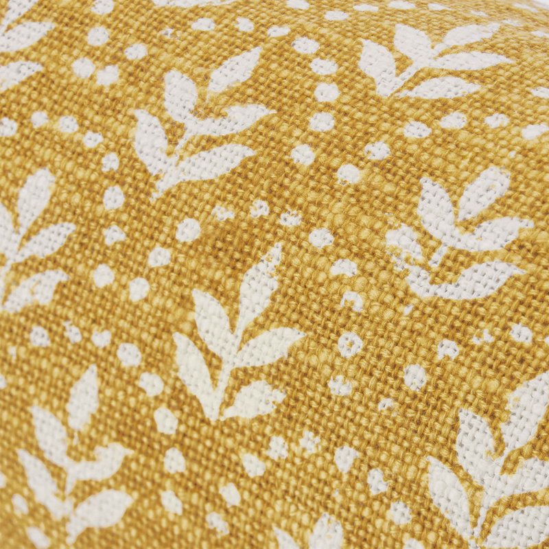 Yellow 8x20 Inch Block Print Bolster Pillow - Decorative Throw Cushion