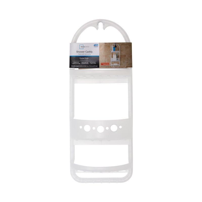 Over-the-Shower Caddy with 2 Shelves & Deep Basket - Rustproof Plastic