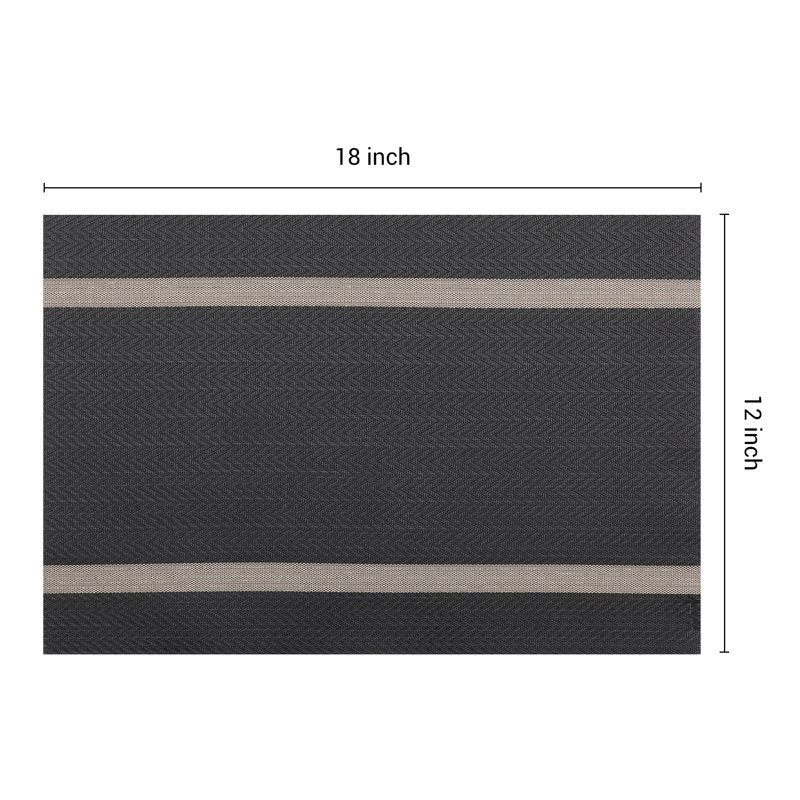 Washable Vinyl Placemats Set of 8 - Black Table Mats