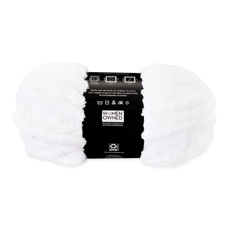 Super Bulky White Chenille Yarn - 31.7 Yards, 100% Polyester, For Knitting & Crocheting