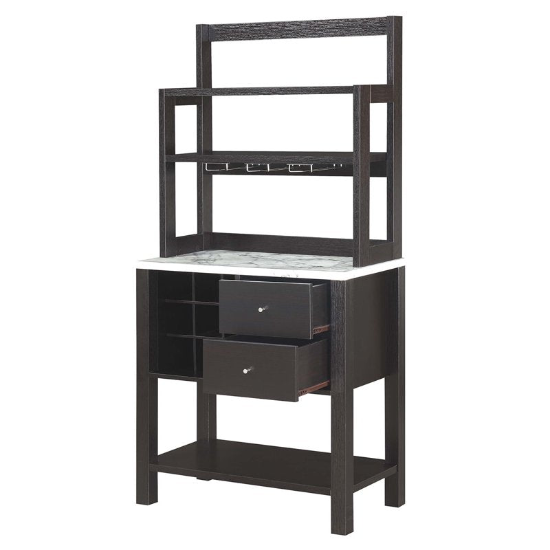 Newport Serving Bar – Espresso Wood Finish with 9-Bottle Capacity