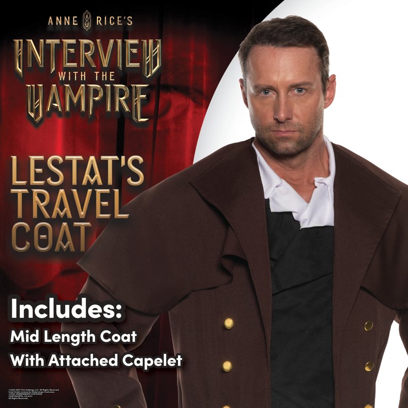 Men's Victorian Travel Coat with Attached Capelet Steampunk Costume
