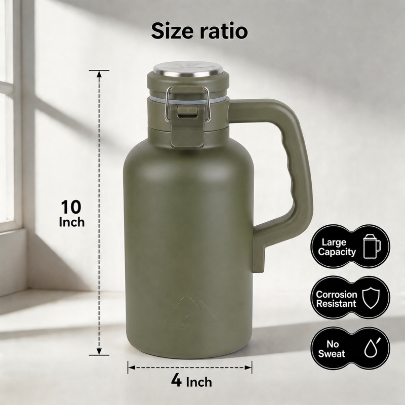 48oz Insulated Stainless Steel Growler - Forest Green Travel Bottle