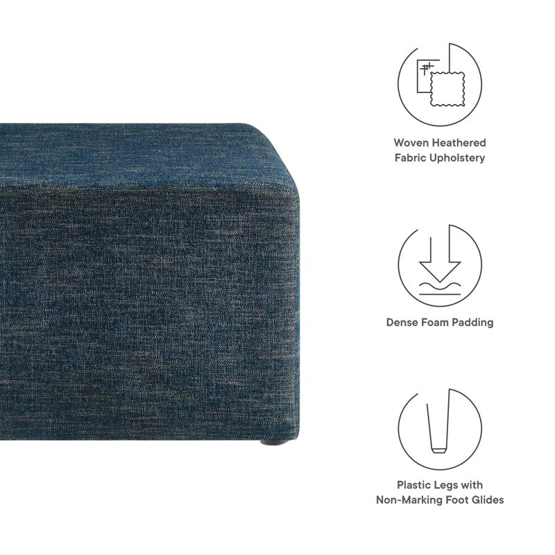 28" Square Upholstered Ottoman with Woven Heathered Fabric