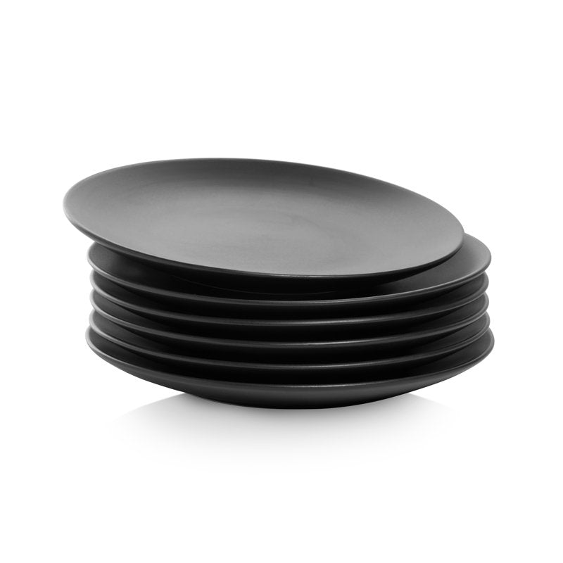 Wazee Matte Salad Plate Set of 6 - Black