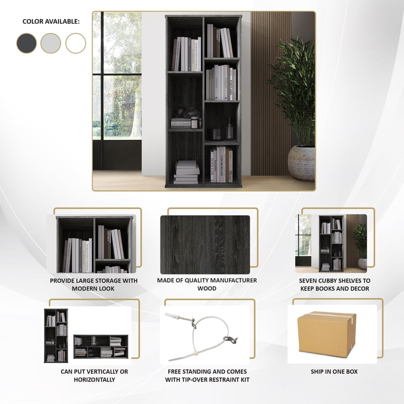 7-Cube Open Shelf Bookcase - Multiple Colors Available