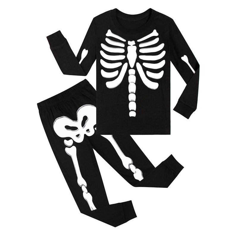 Glow-in-the-Dark Toddler Pajama Set - Skeleton Print, 5T, White Skeleton