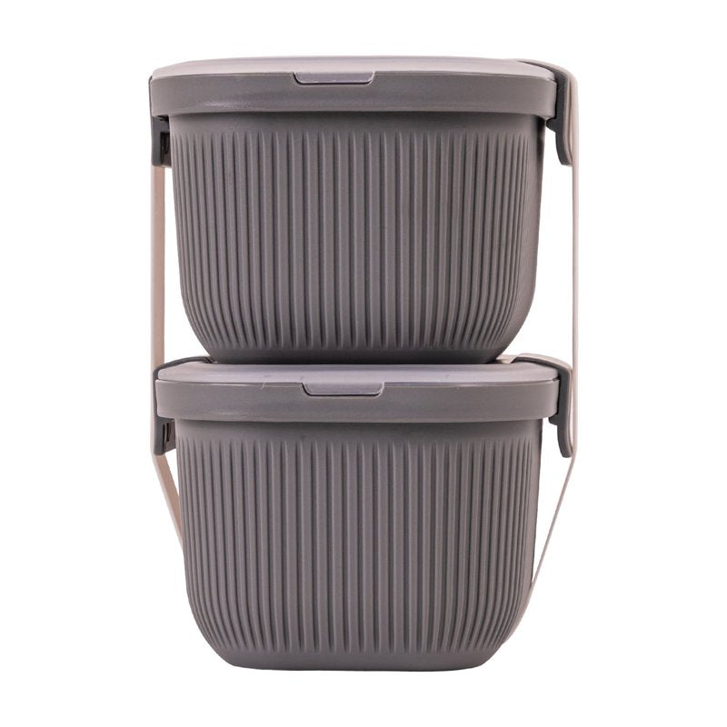 Bento Snack Container - 19oz Capacity, Grey, Stackable Design