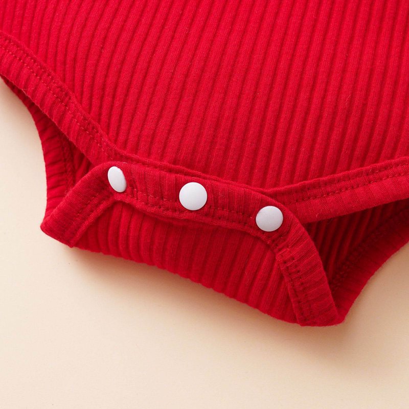 Red 3-6 Months Baby Girl Christmas Outfit Plaid Romper & Suspender Dress Set - Fall Winter Cute Clothes