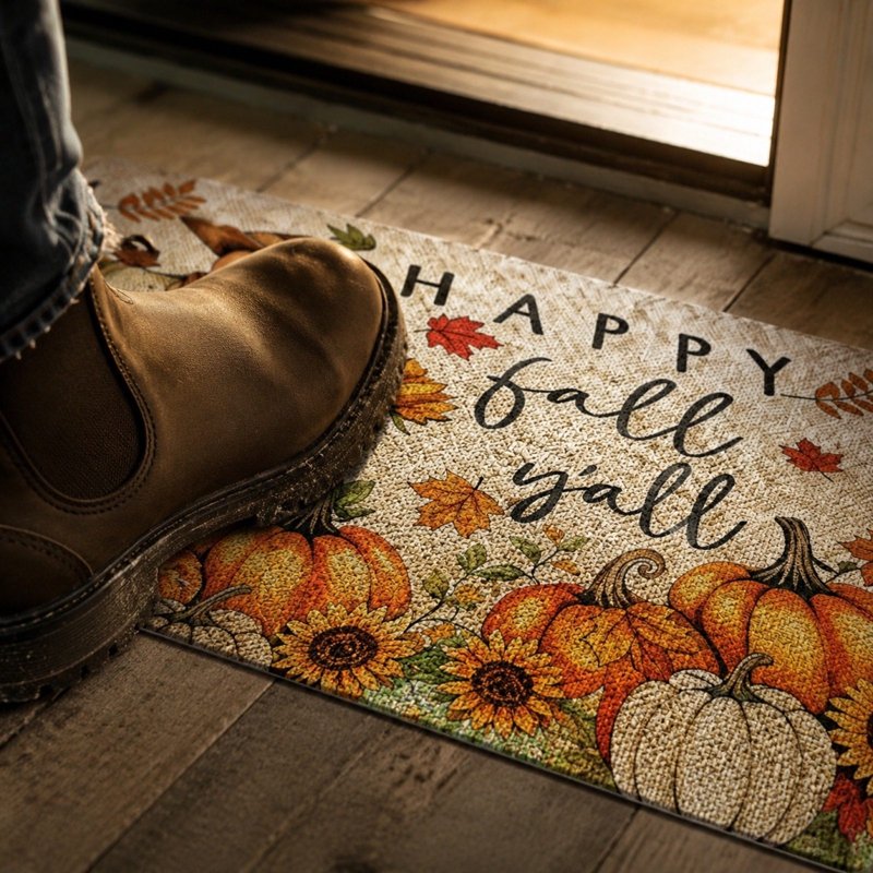 Thanksgiving Harvest Doormat with Scarecrow - Fall Front Door Decor - 15.8 x 23.6 Inch (Z)