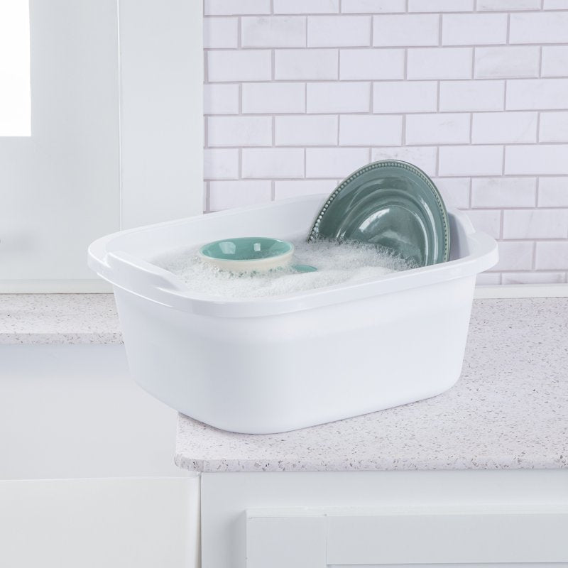 12 Qt. Plastic Dishpan - Multi-Purpose Wash Tub, 8 Pack - White