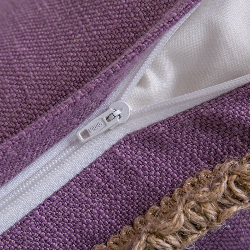 Purple Farmhouse Burlap Linen Throw Pillow 12x20 with Tailored Edges - BINLIS
