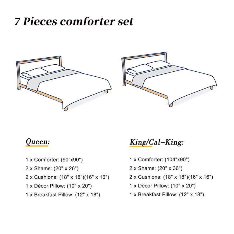 Luxury 7-Piece King Comforter Set with Embroidered Pattern - Soft Microfiber Bedding