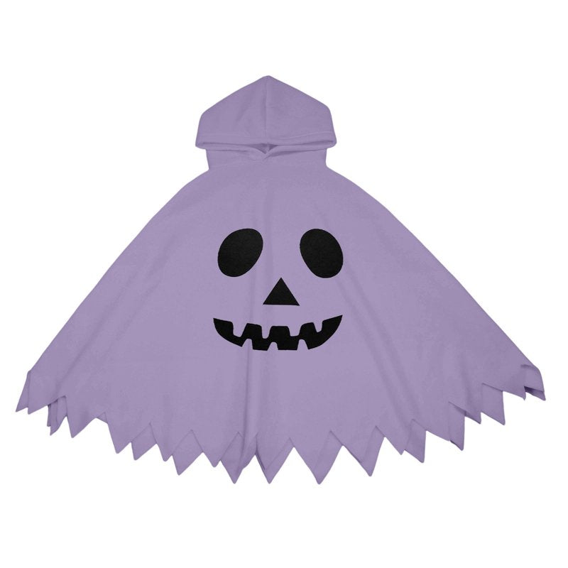 Kids Ghostface Halloween Cape Dress - Unisex Hooded Costume for 10-12 Years, Purple Fancy Dress