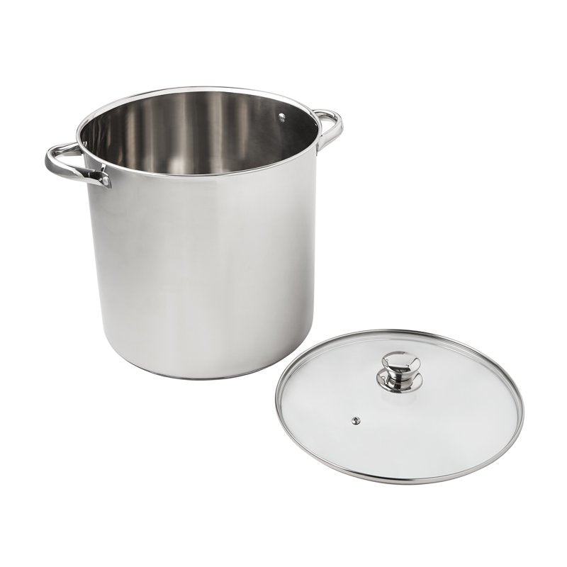 16-Quart Stainless Steel Stock Pot with Glass Lid