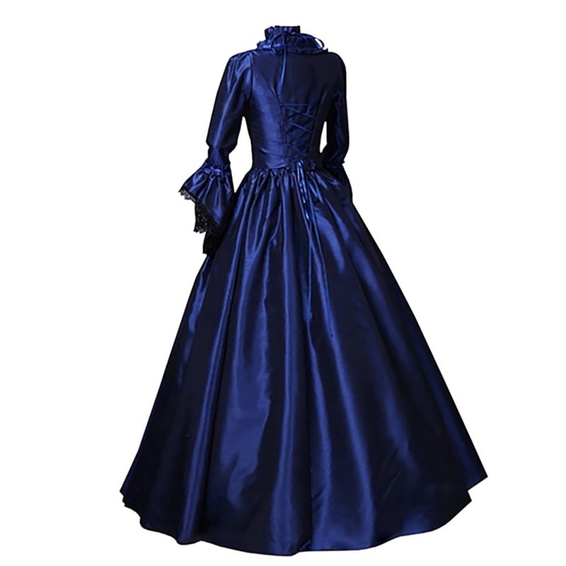 Blue Victorian Ball Gown for Women - M Size Medieval Retro Costume