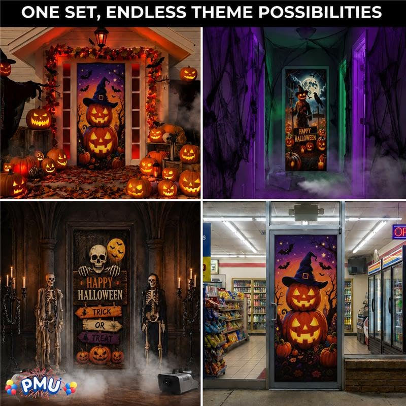 PMU Halloween Door Cover Set - 7 Bundles Spooky Decor for Multiple Doors