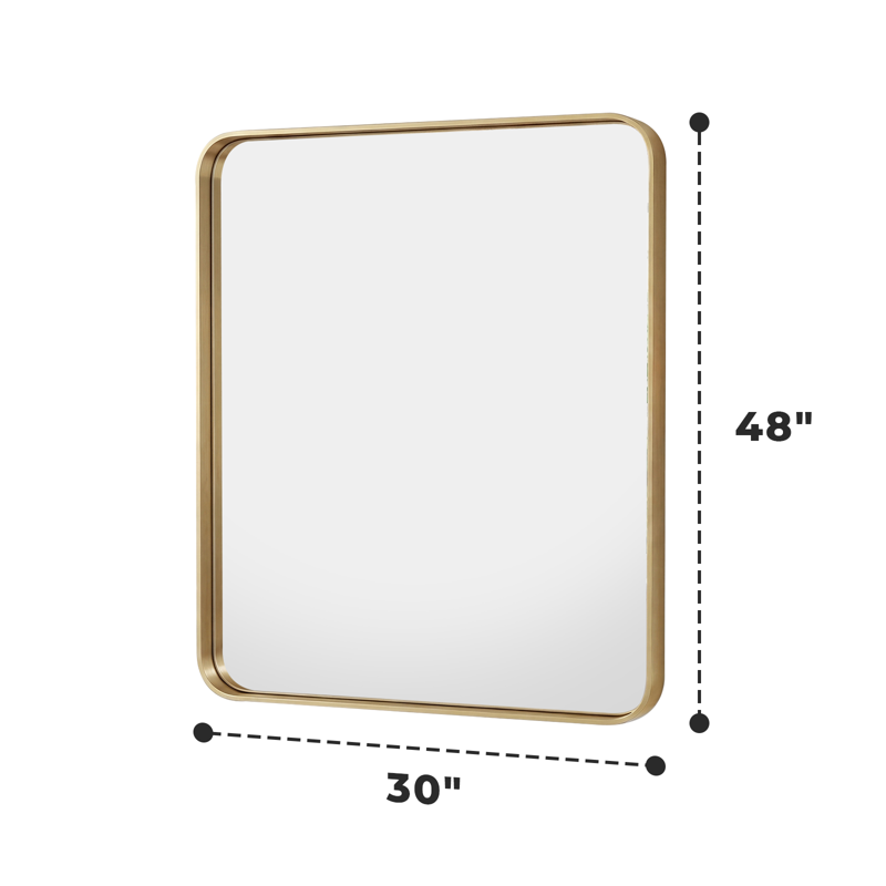 Gold Round Corner Bathroom Vanity Mirror 30x48 Wall Mount Framed