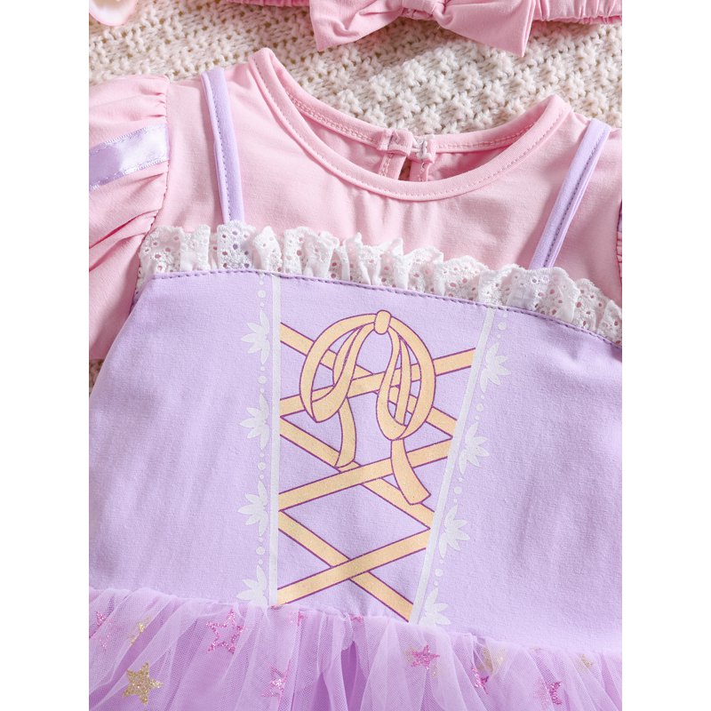 Purple Princess Baby Girl Dress Up Clothes Romper Set with Headband - 18-24 Months