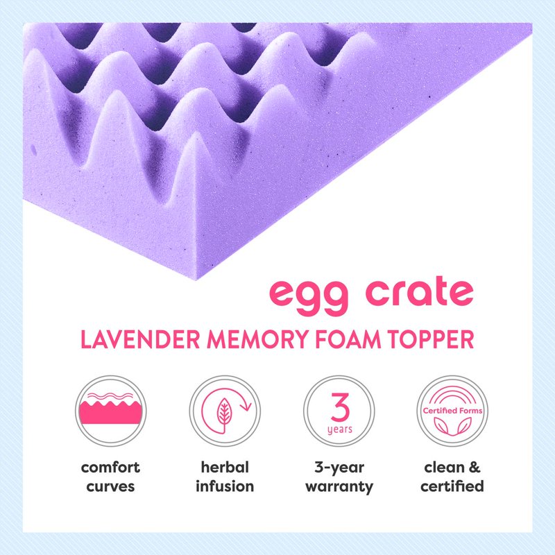 2-Inch Egg Crate Lavender Memory Foam Mattress Topper - Queen, Best Price Mattress