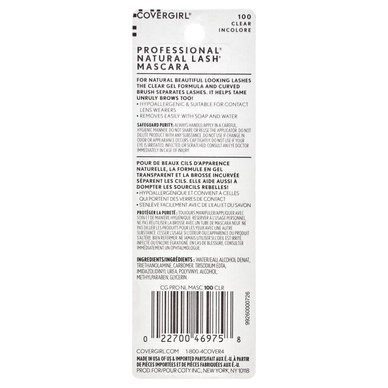 Clear Mascara and Eyebrow Gel, Hypoallergenic Lash Conditioning Formula