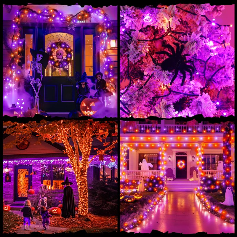 Magotan 600 LED Halloween String Lights - Purple & Orange, 200 ft Waterproof Outdoor Indoor Decor - Variation of THIS listing