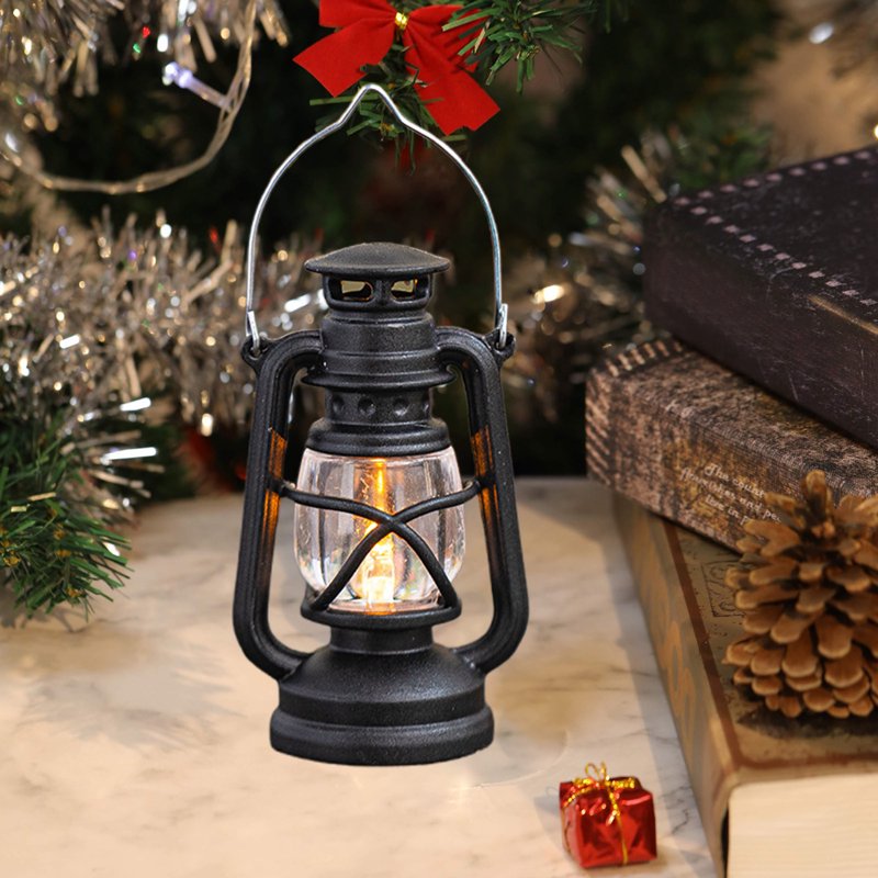 Openpig Vintage LED Hurricane Lantern - Black Outdoor Hanging Camping Lamp