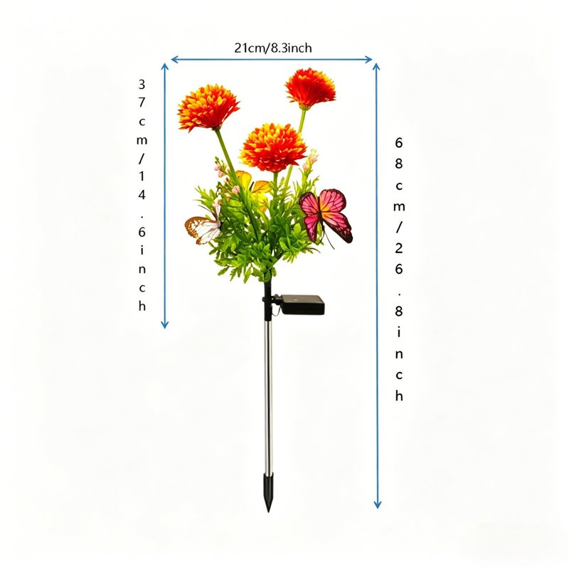 Solar Powered LED Flower Lamp Outdoor Garden Yard Decor - Green B Variation