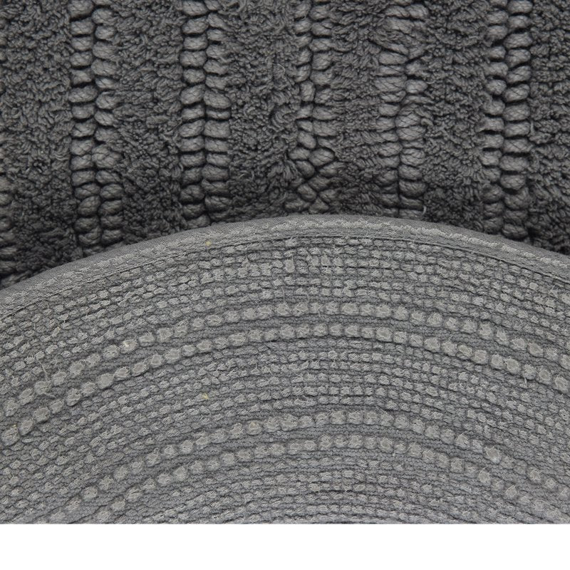 Oval Cotton Bath Rug - Charcoal Gray 20 x 34 Inch Bathroom Mat - Drew Barrymore