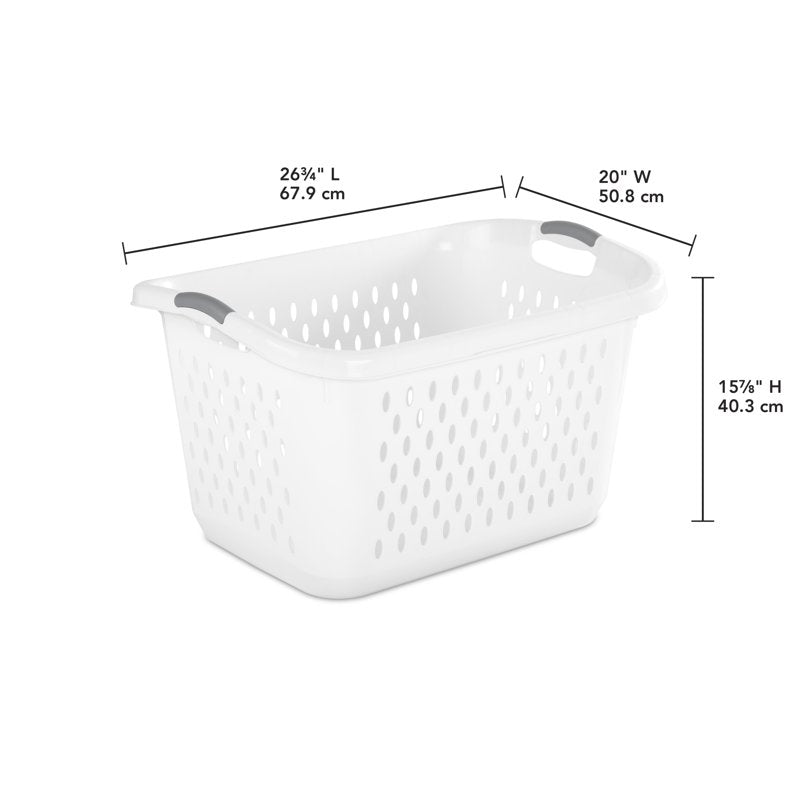 (2 Pack) Sterilite Extra Large 2.7 Bushel Plastic Laundry Baskets with Handles, White