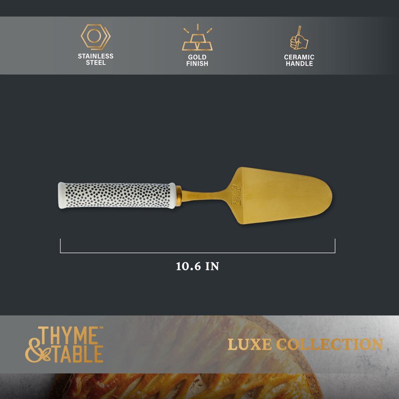 Gold Stainless Steel Pie Server with Ceramic Dot Handle - Single