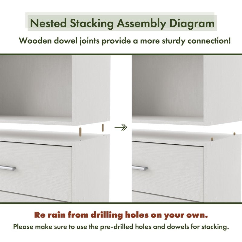 Stackable 2-Tier Wood Bookcase - Multiple Colors Available