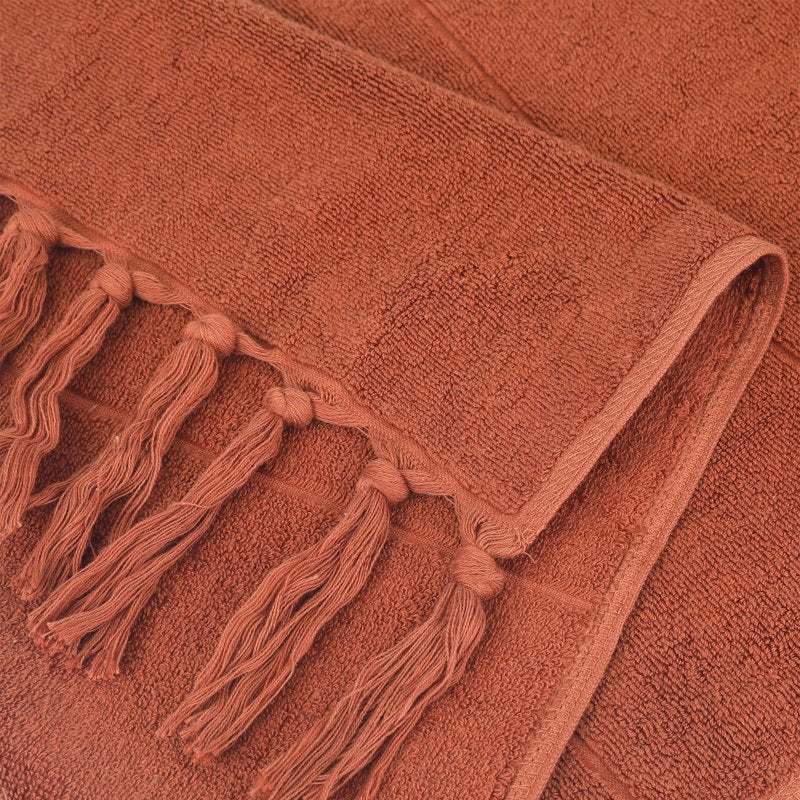 Turkish Hand Towels Set - Brown Cotton Bathroom Decor 4 Pieces - Bohemian Farmhouse Style