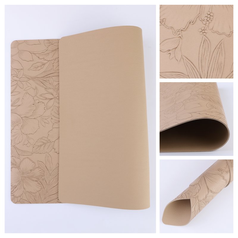 Faux Leather Placemats Set of 6 for Kitchen Dining - Apricot
