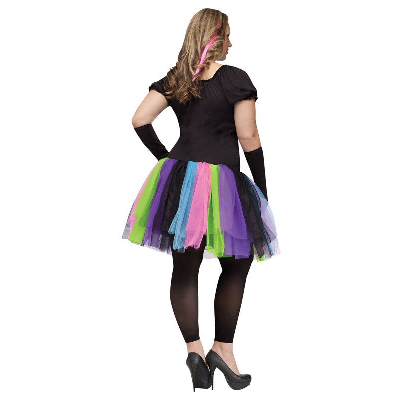 Plus Size Women's Funky Punk Bones Costume Dress Set with Tights & Sleevelets - 2X