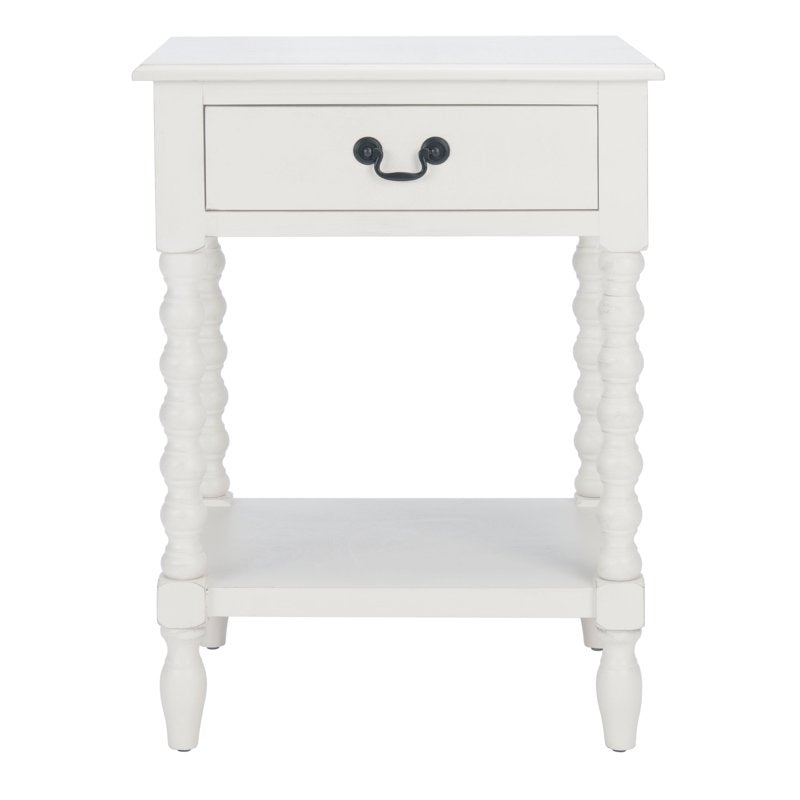 Solid 1 Drawer Accent Table - Distressed White Finish