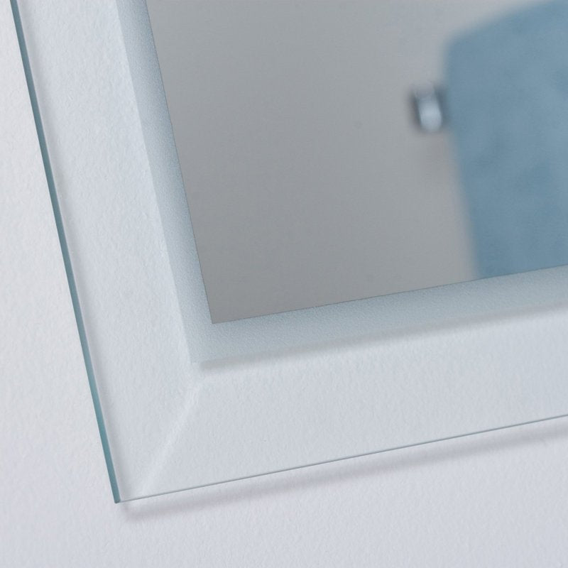 Frameless Etched Border Wall Mirror - Silver, Distortion-Free, Ready to Hang
