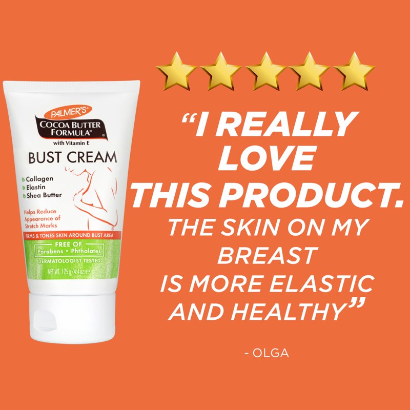 Cocoa Butter Bust Firming Cream - Skin Toning & Moisturizing Treatment, 4.4 oz