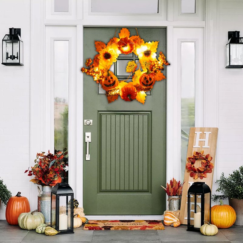 Halloween Wreath Ghost Festival Decoration 2-D Scene Wall Hanging Harvest Door Decor