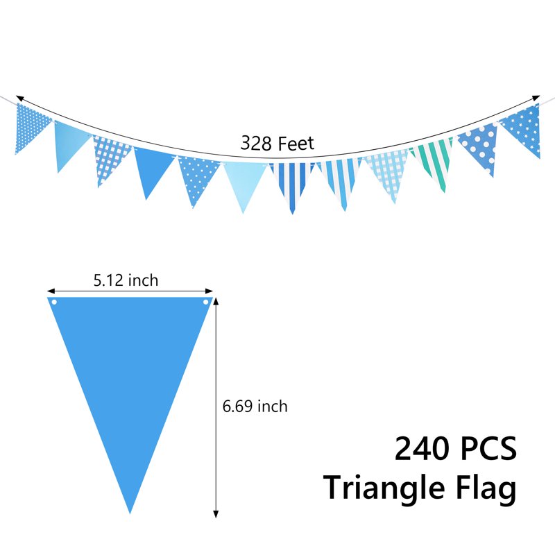 Blue 20-Piece Pennant Banner Set - 328ft Hanging Flags for Birthday & Events
